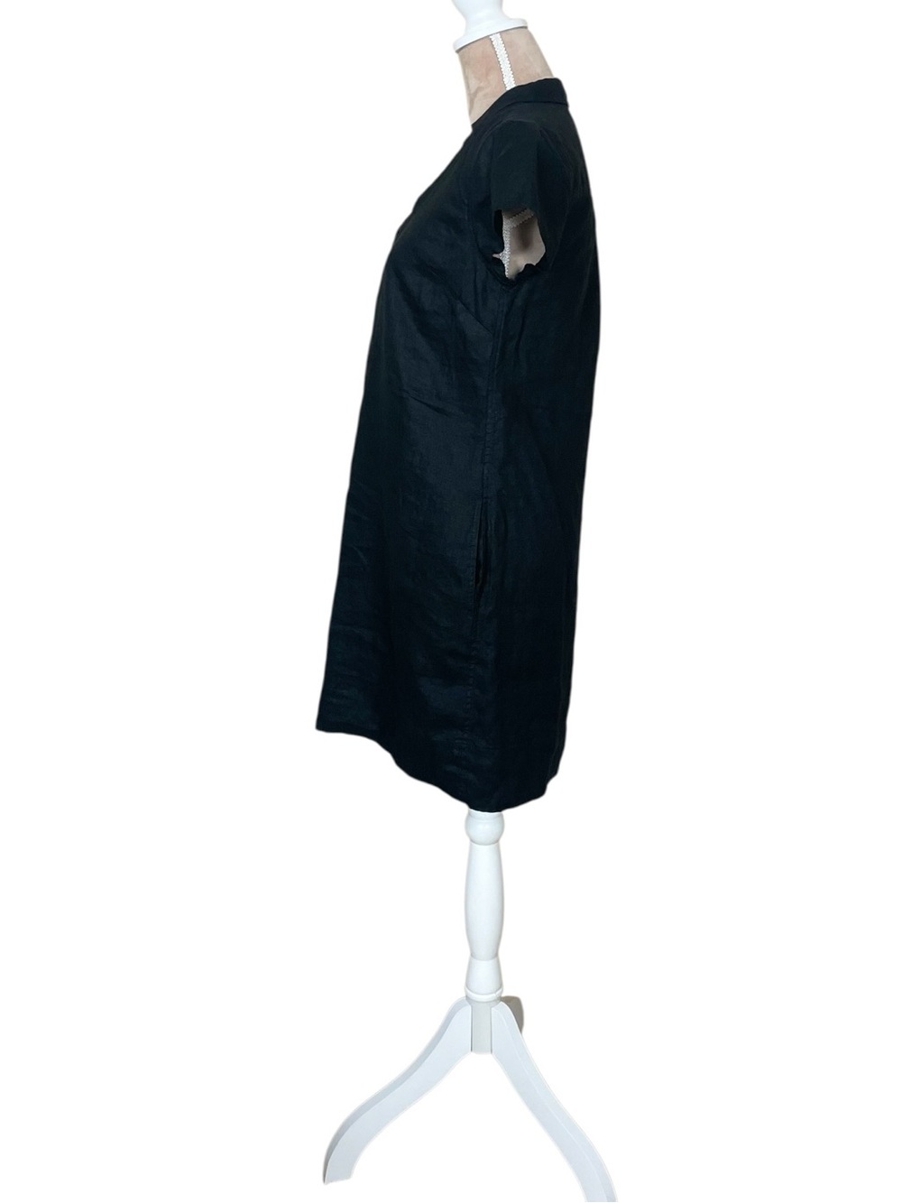 Tommy Bahama “Two Palms” Black Short Sleeve Linen Collared Dress - Picture 5 of 11